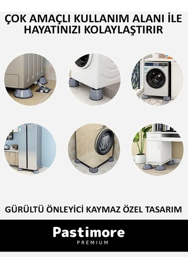 Premium Gürültü Engelleyici Titreşim Önleyici Kauçuk Çamaşır Bulaşık Makinesi 4 Adet Ayak Pedleri