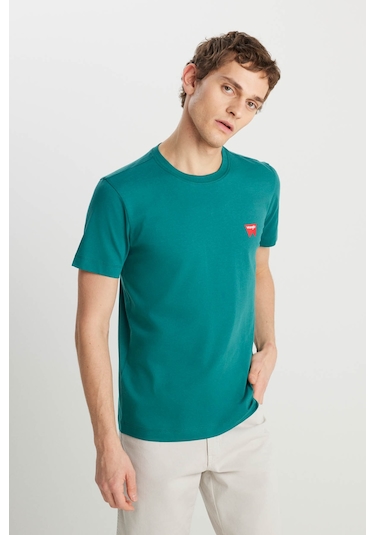 Wrangler Regular Fit Minimal Logo Yeşil Erkek T-shirt Mw70md3g26 Yeşil