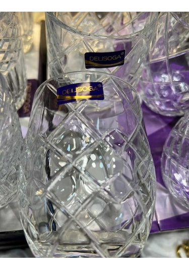 Elta Collection 6'lı Kristal Vintage Viski Meşrubat Su Bardağı Şeffaf