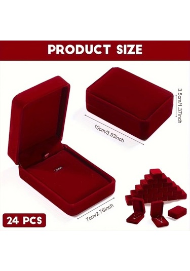 Willowhaven 8 Parça Kırmızı Kadife Mücevher Kutusu Kolye Küpe Saklama Kutusu