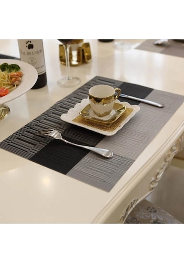 Gri 4 Adet Set Masa Mat Geometrik Pvc Placemat Mutfak Masa Örtüleri Ped Fincan Bardak Kahve Yemek Masası Peçeteler Ev Dekor Gri