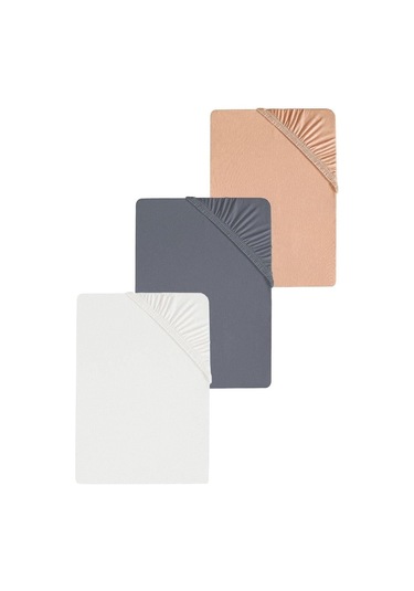 3 Adet Düz Pamuklu Tek Kişilik 80 X 200 + 30 Cm Lastikli Penye Çarşaf Beyaz-antrasit