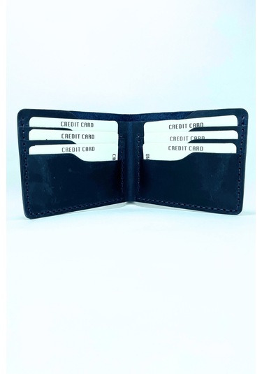 El Yapımı Hakiki Deri Premium Cüzdan Lacivert Geniş Model Lacivert