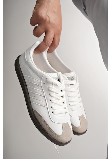 Muggo Jabbar Unisex Ortopedik Günlük Garantili Bağcıklı Yürüyüş Koşu Sneaker Spor Ayakkabı Beyaz