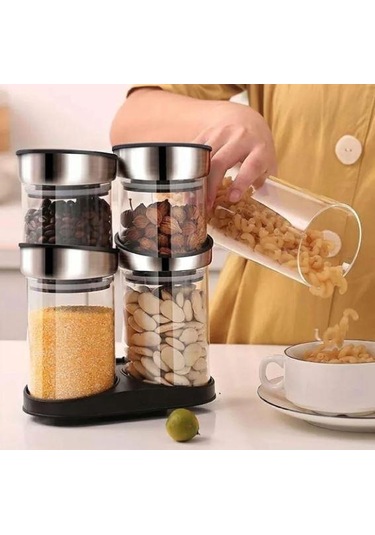 Arow Döner Standlı Cam Baharatlık-dc1.tr.3480 Şeffaf