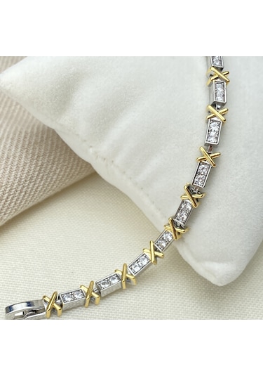 Xoxo Bileklik Yüksek Kalite 316 L Paslanmaz Çelik Silver-Gold 18 CM Çok Renkli