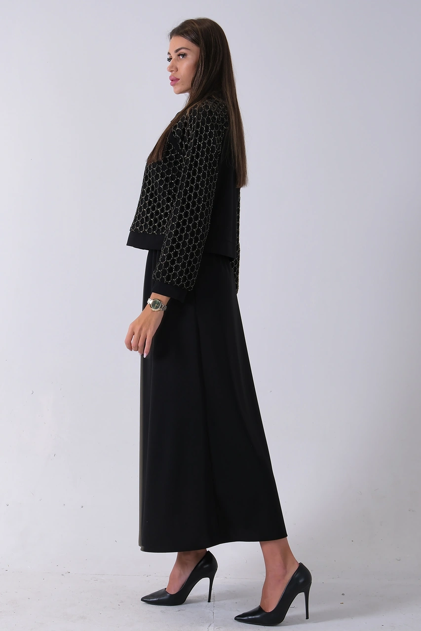 Feminist Siyah Sarı Petek Motifli Etekli Takım 4577253.01 Siyah