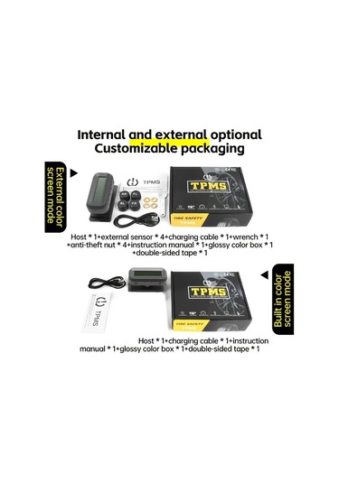 Boatshop1 Siyah Akıllı Lastik Basınç İzleme Sistemi Gerçek Zamanlı 4 Tekerlek İzleme Doğru Basınç Sıcaklık Göstergesi Düşük Basınç Uyarısı Usb Şarj