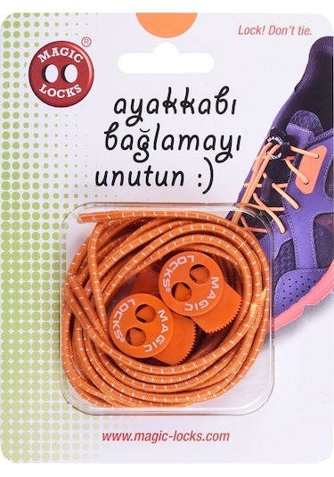 Magic Locks Yuvarlak Akıllı Bağcık-Turuncu Turuncu