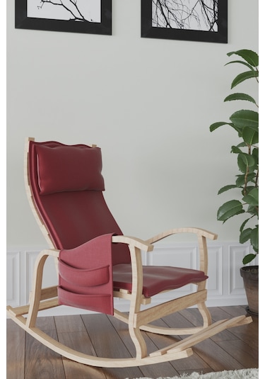 Mobildecoaş Mobildeco Sultan Ahşap Sallanan Sandalye Bordo (Doğal) Bordo