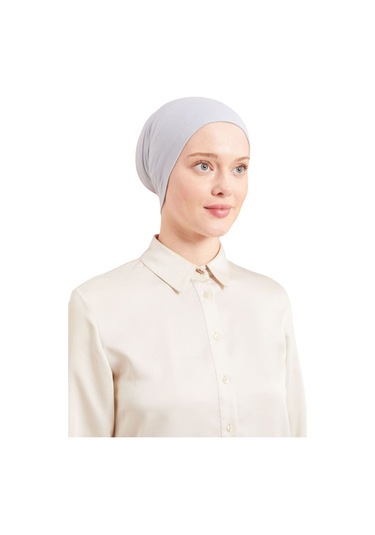 Kadın Tesettür Pratik Hazır Geçme Bone Açık Gri Açık Gri