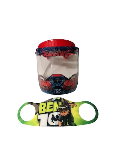 Gürbey Racing Baskılı Çocuk Siperlik + Ben 10 Desenli Çocuk Maske