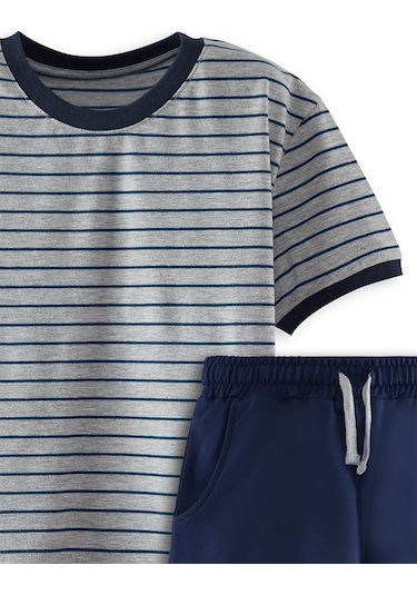Denokids Erkek Çocuk Basic T-shirt Şort Takım Renkli Çok Renkli