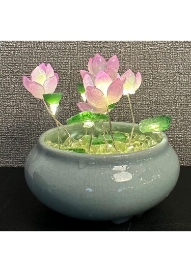 Homyl Lotus Gece Lambası Çiçeği Süs Kapalı Minimalist Masa Mor Çok Renkli