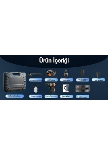 Kraft Hart Çift Akülü Şarjlı Yüksek Basınçlı Oto Yıkama Makinesi