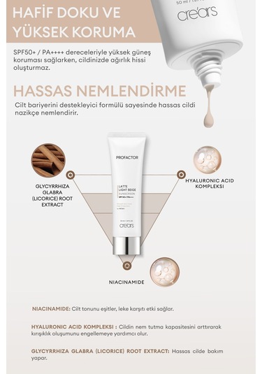 Cre'ars Profactor Lette Sunscreen Light Beige SPF50+ 50 ML