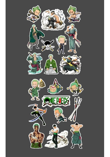 Roronoa Zoro - One Piece 2li Sticker Etiket Seti Anime Çıkartmaları