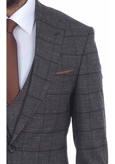 Jan Carlucci Slimfit Yelekli Drop 6 Takım (476562242) Açık Kahverengi