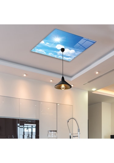 Cam Avize Göbeği | Gökyüzü Desenli | 50Cm X 50Cm Çok Renkli