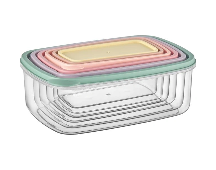 6 Lı İç İçe Geçen Kapaklı Saklama Kabı Seti, Buzdolabı Piknik Ofis Pratik Saklama Kutusu 6 Lı Set Şeffaf