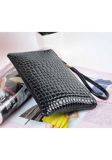 Linjinxu Moda Uzun Timsah Desenli Bayan Clutch Cüzdan Kırmızı Diğer Diğer