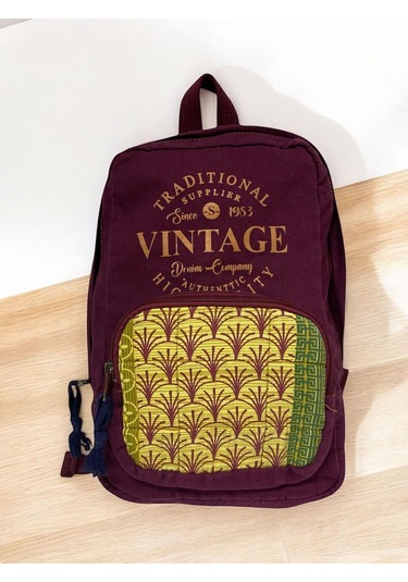 Kaliteli Mini Vintage Salaş Disayn Günlük Sırt Gezi Çantası 19 Cm X 34 Cm Bordo