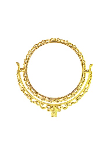 Suntek Vintage Yuvarlak Masaüstü Makyaj Aynası Altın