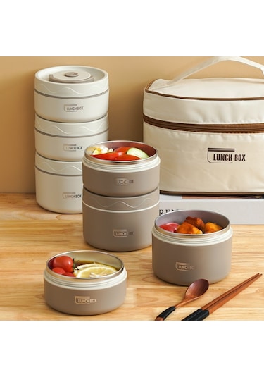Oloey 304 Paslanmaz Çelik Yalıtımlı Üç Katmanlı Mühürlü Öğle Yemeği Kutusu