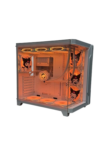 Kuromi Karakterli 7 Argb Fanlı 850w 80 Plus Bronz Power'lı 360mm Sıvı Soğutmalı Beyaz Akvaryum Kasa