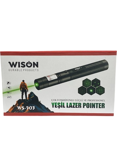 Wison Ws-503 100mw Desen Başlıklı Şarjlı Yeşil Lazer Pointer Siyah