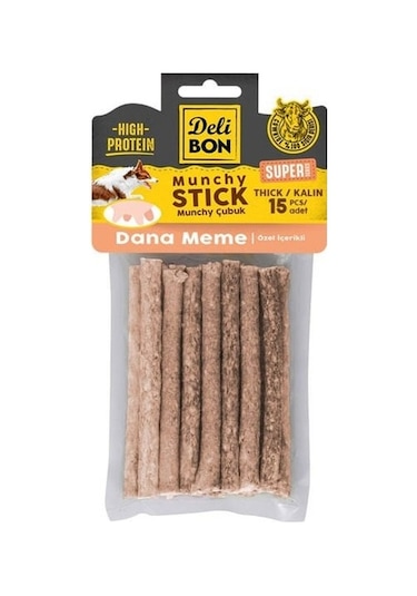 Delibon Süper Munchy Çubuk Dana Memeli Köpek Çiğneme Kemiği Kalın 15'li