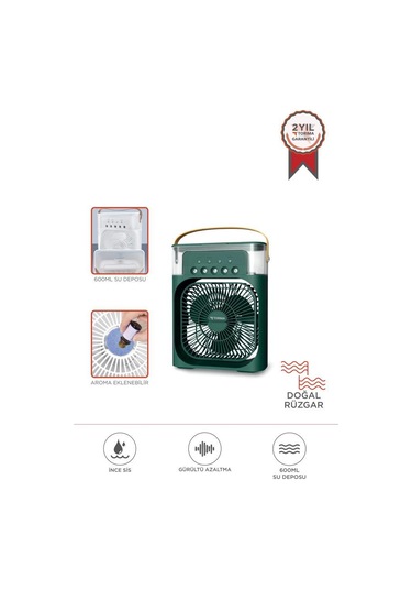 Toria F-17 Yeşil Mini Taşınabilir Masaüstü Hava Nemlendirici Fan Vantilatör