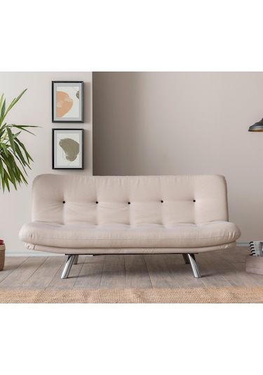 Pafu Hippo Üçlü Yataklı Koltuk Keten Krem Krem