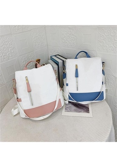 Fastbuy Kadınlar Okul Çift Omuz Büyük Kapasiteli Günlük Sırt Çantası Sky Blue Çok Renkli