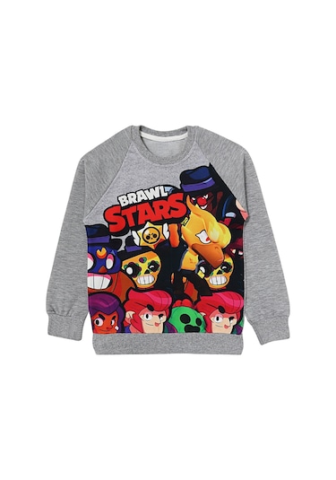 Brawl Stars Erkek Çocuk Sweatshirt Gri