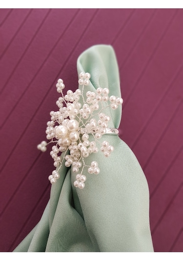 Pekars Gümüş Renk Kartanesi Peçete Yüzüğü 6 Adet Peçetelik