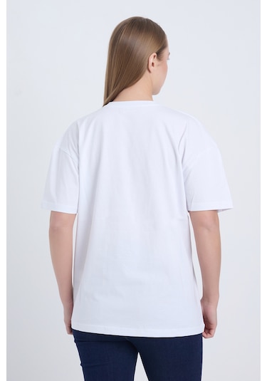 Velvoria Unisex Oversize Beautıful Ride Baskılı Beyaz Renk T-shirt