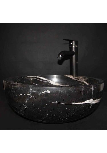 Toros Siyah Mermer Yuvarlak Lavabo