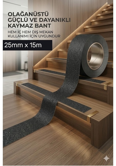 Siyah Kaydırmaz Bant - Merdiven, Banyo, İç Ve Dış Mekan - 25mm X 15