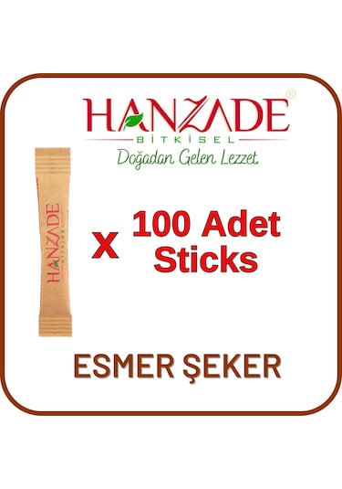 Hanzade Bitkisel Stick Kahverengi Esmer Şeker 100 Sticks 300 G