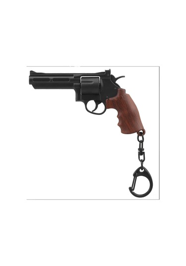 Hangfox Askeri Koleksiyonluk Geri Çekilebilir Fişekli Döner Mühürlü Silah Modeli Anahtar Zinciri - Abs Malzeme, Gerçekçi Tasarım Siyah