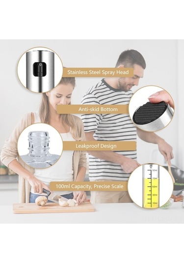 Besthome1 2'li 100ml Cam Yağ Spreyi: Paslanmaz Çelik, Salata & Barbekü Çok Renkli