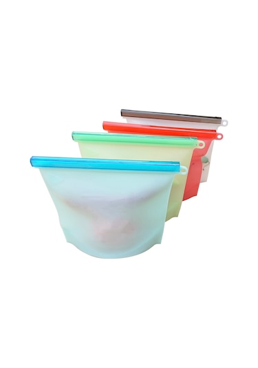 Symbee 4000ml Yeniden Kullanılabilir Silikon Muhafaza Çantası - Hava Ve Sızıntı Geçirmez, Meyve, Sebze, Atıştırmalık Saklamak İçin, Mavi, A4000 Mavi