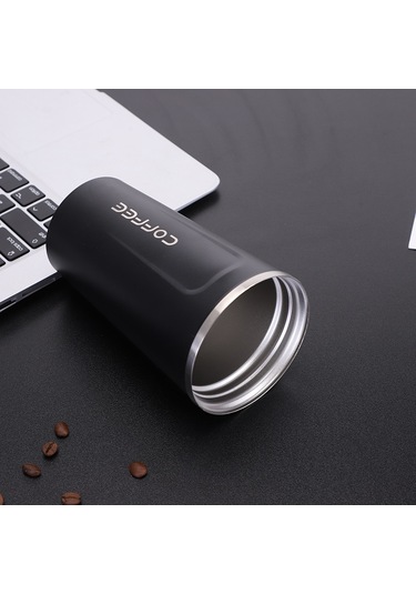 Moveevo 380ml Siyah 304 Paslanmaz Çelik Vakumlu Termos Bardak, Dışarıda, Arabada Kullanım İçin, Evde Günlük Kullanım, Isı Saklama, Hızlı Teslimat Diğer