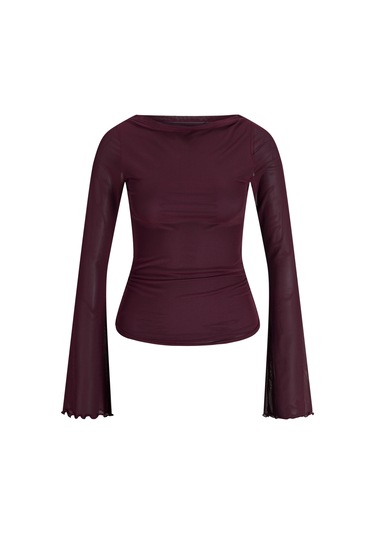 Kadin Kayik Yaka Tisört - Minna - 12280223 Cabernet