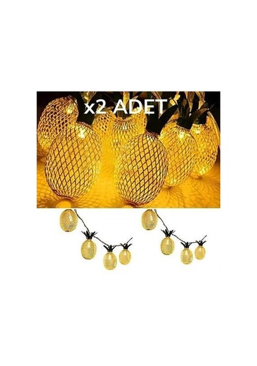 Dekoratif Pilli Pineapple Ananas Pilli Şerit Led Işık 1 Metre - Ee34yt1428yu Gün Işığı - Sarı