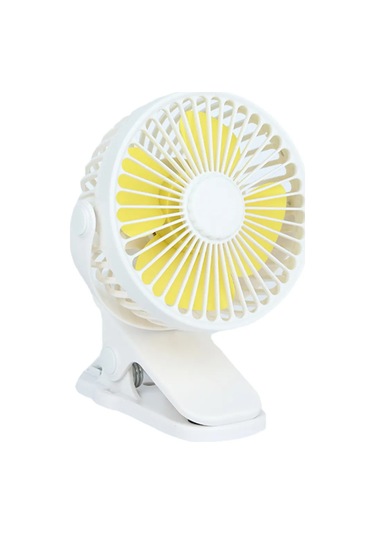 3 Kademe Şarjlı Mandallı 360 Taşınabilir Fan Vantilatör Jh-006 Beyaz