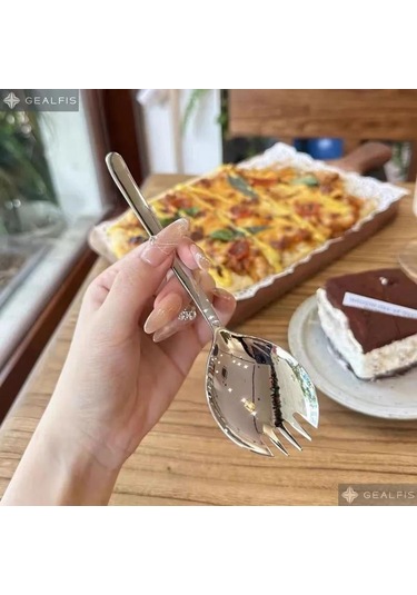 Aubyhe 2 Adet Gümüş Renkli 304 Çelik Uzun Saplı Salata- Tatlı Çatalı Diğer