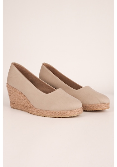 Star Tombis Bej Keten Espadril Dolgu Topuk Bej 1433