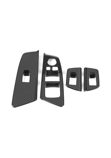 Geeroyoo Bmw 5 Serisi G30 2017-2018 Pencere Kaldırma Anahtarı Koruyucu Dekor Paneli - Karbon Desenli 4'lü Set - Abs Malzeme - İç Dekor Ve Korumalı